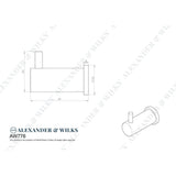 Line technical drawing image of Alexander & Wilks - Brunel Reeded Coat Hook - Polished Chrome | Sku. aw776pc | Trade Door Handles.