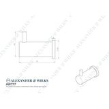 Line technical drawing image of Alexander & Wilks - Brunel Plain Coat Hook Polished Chrome | Sku. aw777pc | Trade Door Handles.