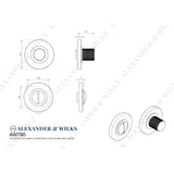 Line technical drawing image of Alexander & Wilks - Thumbtun & Release Knurled On 50X6mm Rose Satin Nickel | Sku. aw790sn | Trade Door Handles.