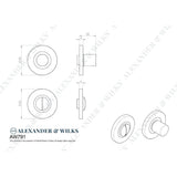 Line technical drawing image of Alexander & Wilks - Plain Thumbturn and Release - Dark Bronze PVD | Sku. aw791dbzpvd | Trade Door Handles.