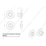 Line technical drawing image of Alexander & Wilks - Hex Thumbturn and Release - Italian Brass | Sku. aw794ib | Trade Door Handles.