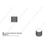 Line technical drawing image of Alexander & Wilks Brunel Knurled Cylinder Cupboard Knob - Dark Bronze PVD - 20mm | Sku. aw800-20-dbzpvd | Trade Door Handles.