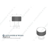 Line technical drawing image of Alexander & Wilks Lucia Knurled Cupboard Knob - Black - 29mm | Sku. aw807k-29-bl | Trade Door Handles.