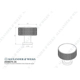 Line technical drawing image of Alexander & Wilks Lucia Knurled Cupboard Knob - Black - 35mm | Sku. aw807k-35-bl | Trade Door Handles.