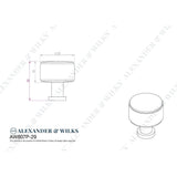 Line technical drawing image of Alexander & Wilks Lucia Plain Cabinet Knob-Satin Nickel-29mm Dia. | Sku. AW807P-29-SN | Trade Door Handles.