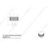 Line technical drawing image of Alexander & Wilks Lucia Reeded Cupboard Knob - Black - 35mm | Sku. aw807r-35-bl | Trade Door Handles.