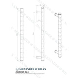 Line technical drawing image of Alexander & Wilks Crispin Bamboo T-bar Cupboard Pull Handle - Black - 224mm Centres | Sku. aw809b-224-bl | Trade Door Handles.