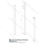 Line technical drawing image of Alexander & Wilks Crispin Reeded T-bar Cupboard Pull Handle--448mm Centres - Antique Brass | Sku. AW809R-448-AB | Trade Door Handles.