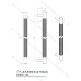 Line technical drawing image of Alexander & Wilks Brunel Knurled T-Bar Cupboard Handle - Satin Nickel - Centres 192mm | Sku. aw810-192-sn | Trade Door Handles.