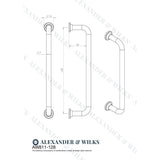 Line technical drawing image of Alexander & Wilks Scandi Pull Handle-Polished Chrome-128mm c/c | Sku. AW811-128-PC | Trade Door Handles.