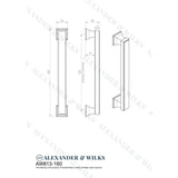 Line technical drawing image of Alexander & Wilks Jesper Square Cabinet Pull Handle - Satin Brass PVD - Centres 160mm | Sku. aw813-160-sbpvd | Trade Door Handles.