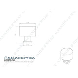 Line technical drawing image of Alexander & Wilks Leila - Hammered Cupboard Knob - Black - 30mm | Sku. aw816-30-bl | Trade Door Handles.