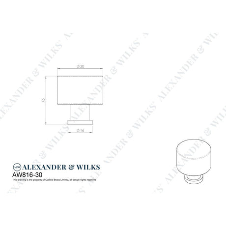 Line technical drawing image of Alexander & Wilks Leila - Hammered Cupboard Knob - Black - 30mm | Sku. aw816-30-bl | Trade Door Handles.