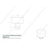 Line technical drawing image of Alexander & Wilks Leila Hammered Cupboard Knob - Dark Bronze - 35mm | Sku. aw816-35-dbz | Trade Door Handles.