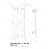Line technical drawing image of Alexander & Wilks Leila Hammered Cabinet Pull - Antique Brass | Sku. aw817-160-ab | Trade Door Handles.