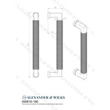 Line technical drawing image of Alexander & Wilks Camille Knurled Cabinet Pull Handle - Dark Bronze PVD | Sku. aw819-160-dbzpvd | Trade Door Handles.