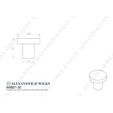 Line technical drawing image of Alexander & Wilks Hanover Plain Cupboard Knob - Dark Bronze - Knob 30mm | Sku. aw821-30-dbz | Trade Door Handles.
