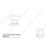 Line technical drawing image of Alexander & Wilks Waltz Round Cupboard Knob on Stepped Rose - Polished Chrome - 32mm | Sku. aw825-32-pc | Trade Door Handles.