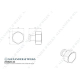 Line technical drawing image of Alexander & Wilks - Vesper Hex Cabinet Knob - Satin Brass | Sku. aw828-33-sb | Trade Door Handles.