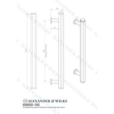 Line technical drawing image of Alexander & Wilks - Vesper Hex T - Bar Cabinet Pull - Antique Brass - 160mm C/C | Sku. aw830-160-ab | Trade Door Handles.
