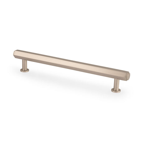 This is an image showing Alexander & Wilks - Vesper Hex T - Bar Cabinet Pull - Satin Nickel - 160mm C/C aw830-160-sn available to order from Trade Door Handles in Kendal, quick delivery and discounted prices.