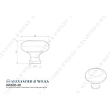Line technical drawing image of Alexander & Wilks Wade Round Cupboard Knob - Polished Chrome - 38mm | Sku. aw836-38-pc | Trade Door Handles.