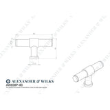 Alexander & Wilks Kingston Plain T-Bar Cupboard Knob-Satin Nickel PVD