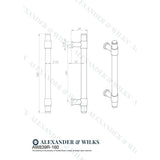 Line technical drawing image of Alexander & Wilks Kingston Reeded Pull Handle-Black-160mm c/c | Sku. AW839R-160-BL | Trade Door Handles.