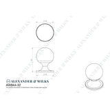 Line technical drawing image of Alexander & Wilks Plain Caesar Cabinet Knob-Satin Brass PVD-32mm | Sku. AW844-32-SBPVD | Trade Door Handles.