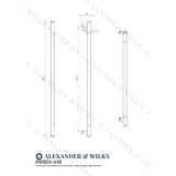 Line technical drawing image of Alexander & Wilks - Washington Reeded End Cabinet Pull-Black-448mm | Sku. aw854r-448-bl | Trade Door Handles.