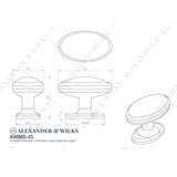 Line technical drawing image of Alexander & Wilks Ashbury Cabinet Knob-Polished Brass Lacquered-45mm Dia. | Sku. AW860-45-PBL | Trade Door Handles.