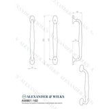 Line technical drawing image of Alexander & Wilks Ashbury Cabinet Pull Handle-Polished Brass Lacquered-160mm Centres | Sku. AW861-160-PBL | Trade Door Handles.