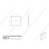 Line technical drawing image of Alexander & Wilks - Quantock Square Backplate Polished Nickel | Sku. aw893-38-pnpvd | Trade Door Handles.