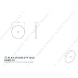 Line technical drawing image of Alexander & Wilks Circular Backplate - Black - Diameter 25mm | Sku. aw895-25-bl | Trade Door Handles.