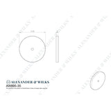 Line technical drawing image of Alexander & Wilks Circular Backplate - Antique Bronze - Diameter 35mm | Sku. aw895-35-abz | Trade Door Handles.
