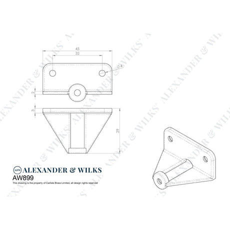 Line technical drawing image of Alexander & Wilks Handle Adapter - Satin Nickel | Sku. aw899sn | Trade Door Handles.