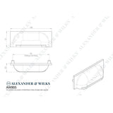 Line technical drawing image of Alexander & Wilks Quantock Cup Pull Handle - Black - Centres 96mm | Sku. aw905bl | Trade Door Handles.