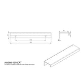 Line technical drawing image of Alexander & Wilks - Tilly Finger Pull - 150mm Sbpvd | Sku. aw908-150-sbpvd | Trade Door Handles.