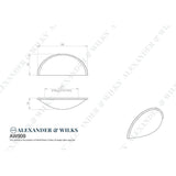 Line technical drawing image of Alexander & Wilks Quieslade Cup Handle - Dark Bronze | Sku. aw909dbz | Trade Door Handles.