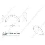 Line technical drawing image of Alexander & Wilks Raoul Cup Handle - Polished Nickel | Sku. aw910pn | Trade Door Handles.