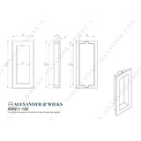 Line technical drawing image of Alexander & Wilks - RECTANGULAR FLUSH PULL - 100X45MM - Satin Brass PVD | Sku. aw911-100-sbpvd | Trade Door Handles.