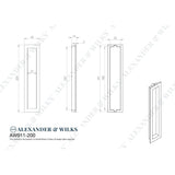 Line technical drawing image of Alexander & Wilks Rectangular flush pull - 100x45mm-Satin Nickel-200mm | Sku. AW911-200-SN | Trade Door Handles.