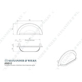 Line technical drawing image of Alexander & Wilks Bardom Hammered Ridged Cup Pull-Dark Bronze | Sku. AW912DBZ | Trade Door Handles.