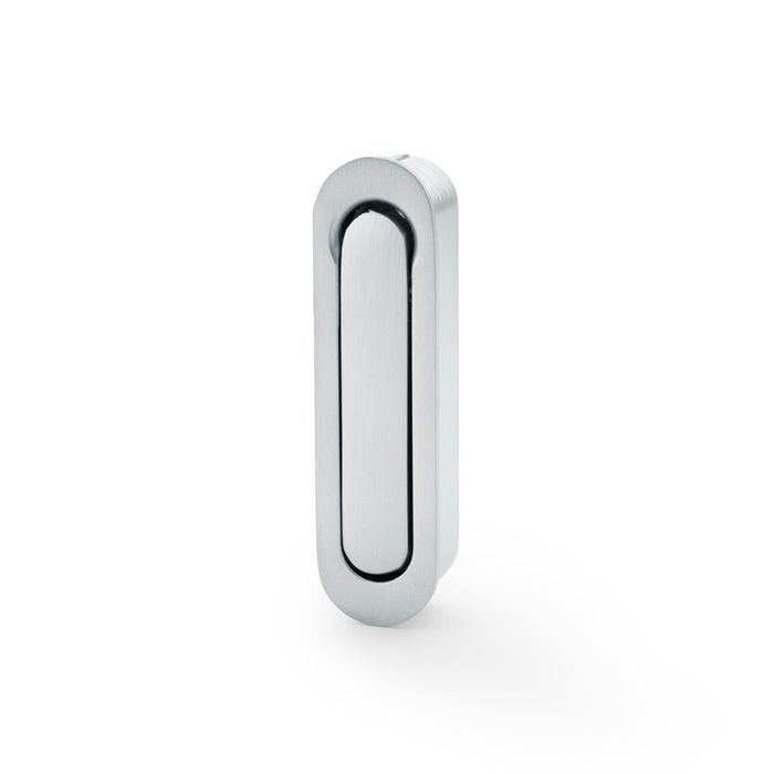 This is an image of Alexander & Wilks Radius Sliding Door Edge Pull - Satin Chrome available to order from Trade Door Handles in Kendal, quick delivery and discounted prices.