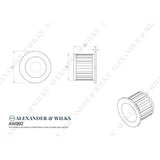 Line technical drawing image of Alexander & Wilks - Round Sliding Door Finger Edge Pull-Satin Chrome | Sku. aw992sc | Trade Door Handles.