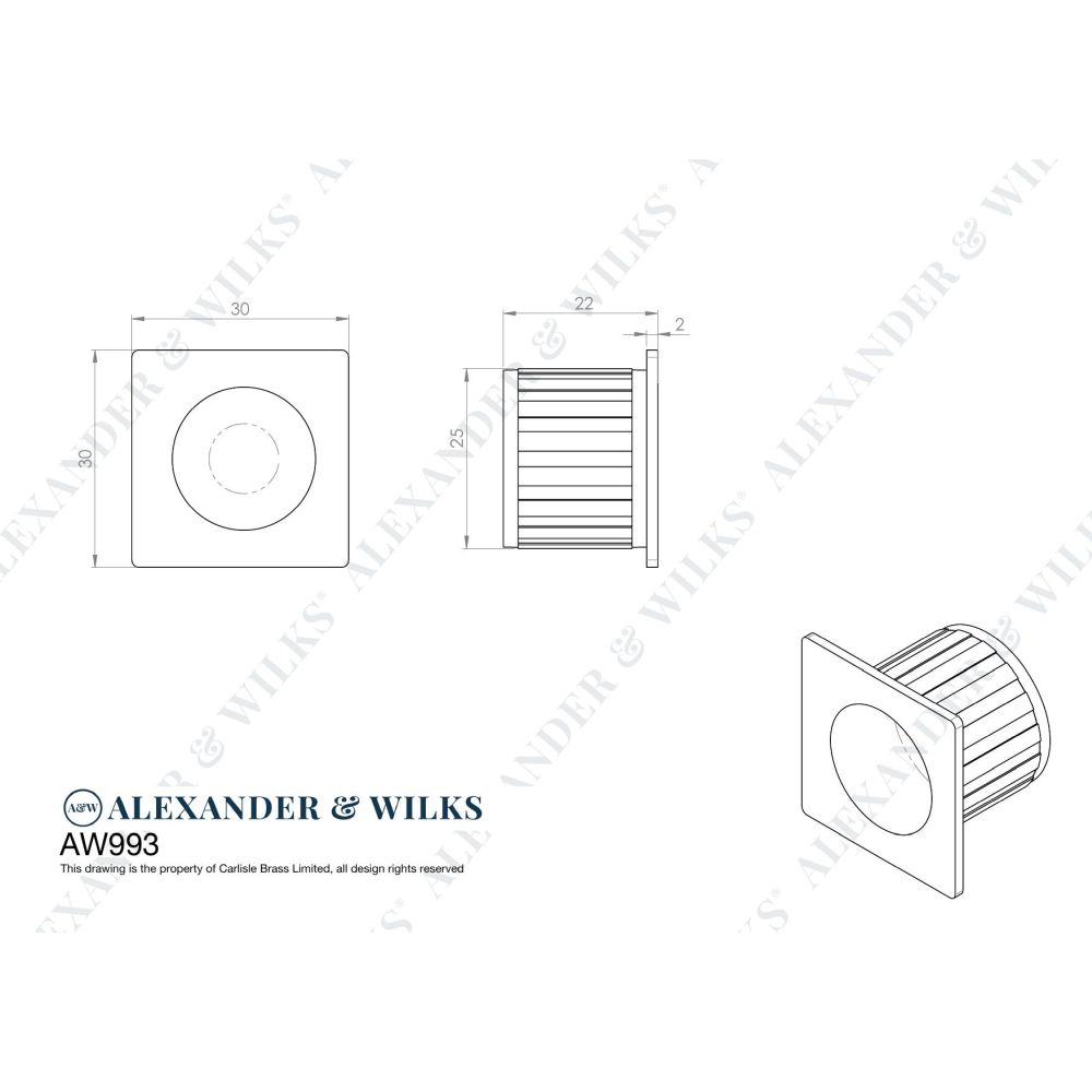 Line technical drawing image of Alexander & Wilks - Sliding Door Finger Edge Pull (Square) Black | Sku. aw993bl | Trade Door Handles.