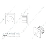 Line technical drawing image of Alexander & Wilks - Sliding Door Finger Edge Pull (Square) Satin Brass PVD | Sku. aw993sbpvd | Trade Door Handles.