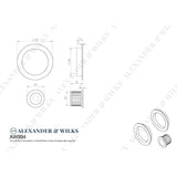 Line technical drawing image of Alexander & Wilks - Sliding door pull kit-Satin Nickel | Sku. aw994sn | Trade Door Handles.