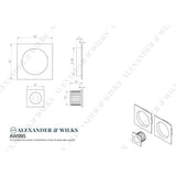 Line technical drawing image of Alexander & Wilks - Square sliding door pull kit-Satin Chrome | Sku. aw995sc | Trade Door Handles.