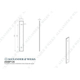 Line technical drawing image of Alexander & Wilks - Rectangular Cabinet Pull Backplate-Polished Nickel-168X22X3mm - 128mm C/C | Sku. awbp128pn | Trade Door Handles.